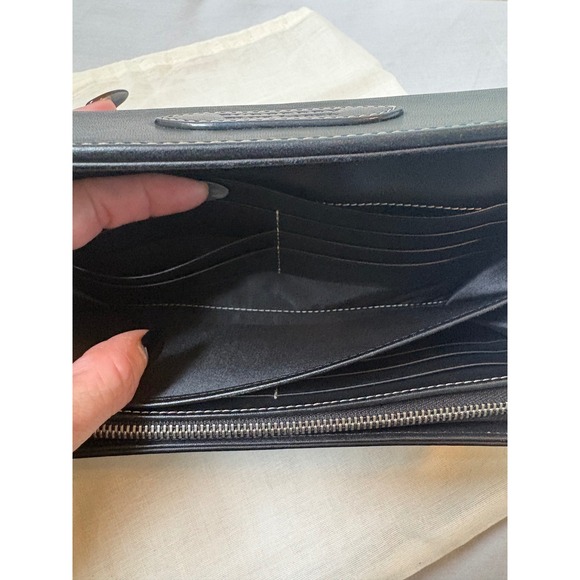 Burberry Blue Label Nova Check Black Leather Flap Long Wallet Excellent - Picture 10 of 15